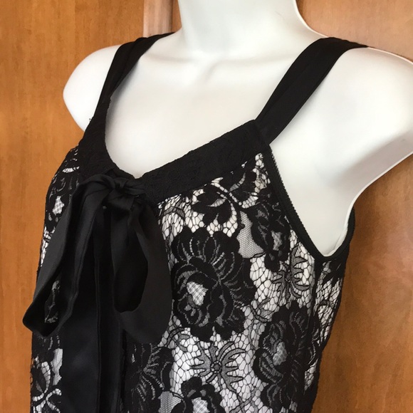 KAREN KANE BLACK LACE FLORAL SLEEVELESS TOP SILK & NYLON Size S Excellent Cond - Picture 3 of 9
